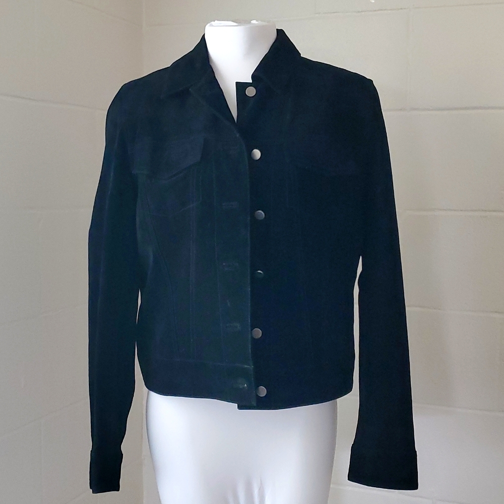 Lord & Taylor Exclusively for You Black Suede Jacket Jean Jacket Size Medium